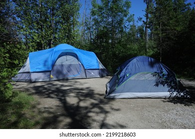 Toronto Canada June 22 2022 Two Family Tents On A Campsite Campground Group Camping Vacation Family Camping Trip