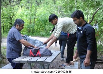 Toronto Canada June 22 2022 Indian Family Packing The Luggage Prepare For  Journey Trip With A Lot Of Cloths