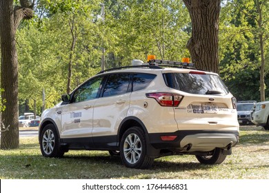 Toronto Canada, June 26, 2020; Vehicles Of Toronto Bylaw Enforcement Officers At Cherry Beach Enforcing Social Distancing Guidelines During The Covid-19 Pandemic