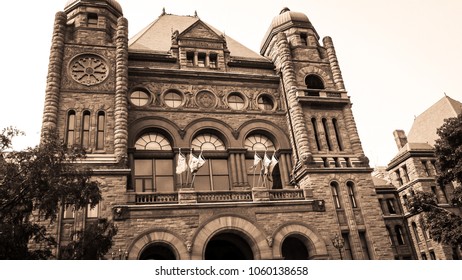 TORONTO CANADA - MARCH 28, 2018: Ontario Legislative Building At Queen’s Park. It Houses The Legislative Assembly Of Ontario And Offices For Members Of The Provincial Parliament 