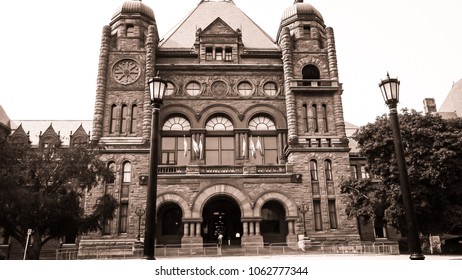 TORONTO CANADA - MARCH 28, 2018: Ontario Legislative Building At Queen’s Park. It Houses The Legislative Assembly Of Ontario And Offices For Members Of The Provincial Parliament 