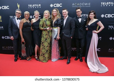 TORONTO, CANADA - MARCH 31, 2019: Eugene Levy, Karen Robinson, Noah Reid, Catherine O'Hara, Jennifer Robertson, Emily Hampshire, Daniel Levy And Annie Murphy At 2019 Canadian Screen Awards. 