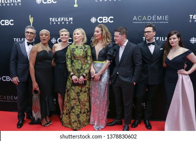 TORONTO, CANADA - MARCH 31, 2019: Eugene Levy, Karen Robinson, Noah Reid, Catherine O'Hara, Jennifer Robertson, Emily Hampshire, Daniel Levy And Annie Murphy At 2019 Canadian Screen Awards. 