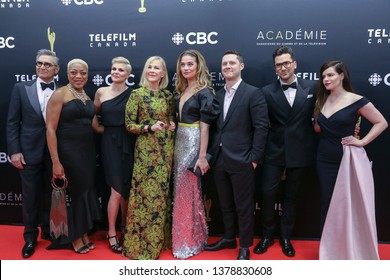 TORONTO, CANADA - MARCH 31, 2019: Eugene Levy, Karen Robinson, Noah Reid, Catherine O'Hara, Jennifer Robertson, Emily Hampshire, Daniel Levy And Annie Murphy At 2019 Canadian Screen Awards. 