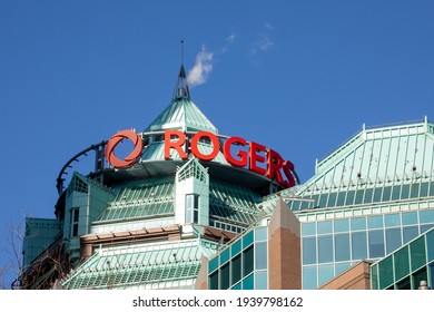 Toronto, Canada, March 4, 2021; The Ornate Castle Like Roof Top Of The Roger Cable TV And Communications Company Headquarters In Toronto