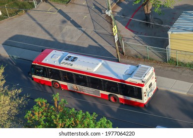 Toronto Canada, May 20, 2021; Portrait Of The Toronto Transit Commission Bus Near Mainstreet Station 