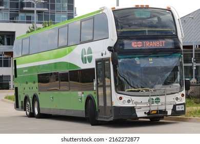 TORONTO, CANADA - May 28,2021: Go Bus At Richmond Hill Bus Terminal In Toronto. GO Transit Is The Regional Public Transit Service For The Greater Toronto And Hamilton Area.