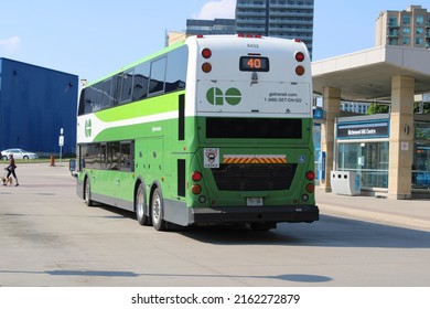 TORONTO, CANADA - May 28,2021: Go Bus At Richmond Hill Bus Terminal In Toronto. GO Transit Is The Regional Public Transit Service For The Greater Toronto And Hamilton Area.