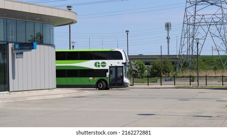 TORONTO, CANADA - May 28,2021: Go Bus At Richmond Hill Bus Terminal In Toronto. GO Transit Is The Regional Public Transit Service For The Greater Toronto And Hamilton Area.