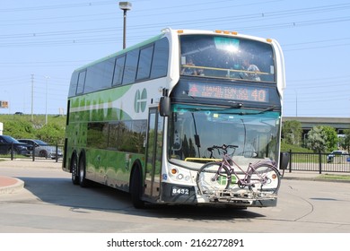 TORONTO, CANADA - May 28,2021: Go Bus At Richmond Hill Bus Terminal In Toronto. GO Transit Is The Regional Public Transit Service For The Greater Toronto And Hamilton Area.