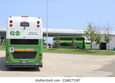 TORONTO, CANADA - May 30,2021: Go Bus At Richmond Hill Bus Terminal In Toronto. GO Transit Is The Regional Public Transit Service For The Greater Toronto And Hamilton Area.