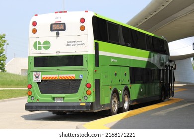 TORONTO, CANADA - May 30,2021: Go Bus At Richmond Hill Bus Terminal In Toronto. GO Transit Is The Regional Public Transit Service For The Greater Toronto And Hamilton Area.