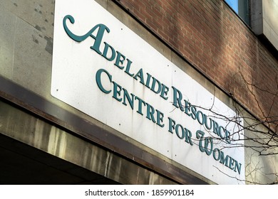 Toronto, Canada - November 14, 2020: Adelaide Resource Centre For Women Sign Is Seen In Downtown Toronto. Adelaide Resource Centre Is A Women's Shelter. 