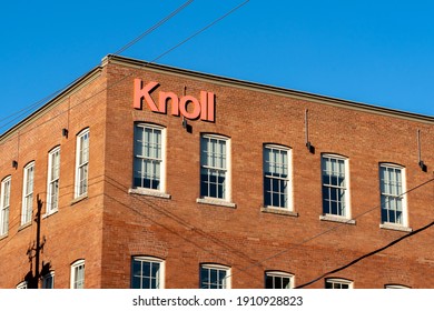 Toronto, Canada- November 14, 2020: Knoll sign on the building of Their Showroom in Toronto. Knoll, Inc. is an American design firm that produces office systems, seating, files and storage, tables and