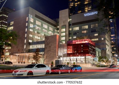 Toronto, Canada - Oct 19, 2017: The Women's College Hospital And Medical Centre In The City Of Toronto At Night. Province Of Ontario, Canada