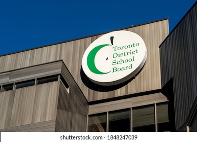 Toronto, Canada - October 14, 2020: The Toronto District School Board (TDSB) Logo On The Headquarters Building In Toronto. TDSB Is The English-language Public-secular School Board For Toronto.