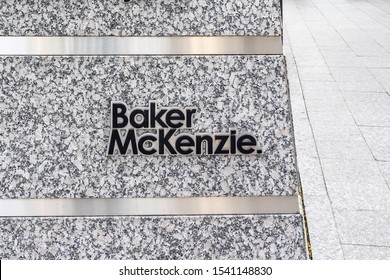 Toronto, Canada - October 24, 2019: Baker McKenzie Sign At Brookfield Place In Toronto. Baker McKenzie Is A Premier Global Law Firm In North America Based In USA. 