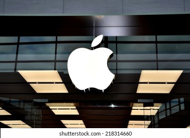 Toronto, Canada - September 13, 2014: Signage Of Apple Company In Front Of Their Store In Toronto.