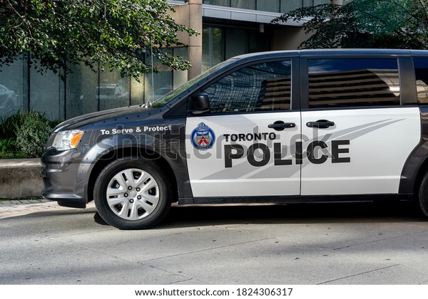 Toronto, Canada - September 29, 2020: A\
Toronto police car is seen in Toronto, Canada.\
