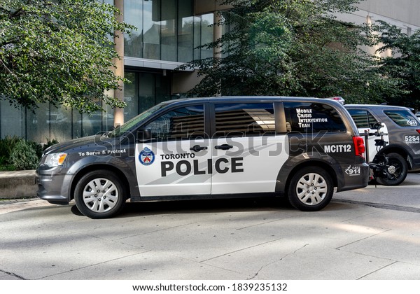 \
Toronto, Canada - September\
29, 2020: A Toronto police car is seen in downtown Toronto,\
Canada.\
