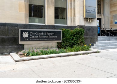 Toronto, Canada-August 25, 2021: The Sign Of Campbell Family Cancer Research Institute (Princess Margaret Cancer Centre) In Toronto, The Largest Cancer Centre In Canada.