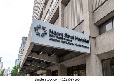 Toronto, Canada-July 2, 2018: Sign Of  Mount Sinai, A Hospital In Toronto, Ontario, Canada. 