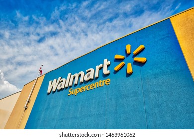 Toronto, Canada-June 19, 2019: Walmart is a largest retailer in the world. Walmart Canada has grown to more than 400 stores nationwide serving more than 1.2 million customers every day.