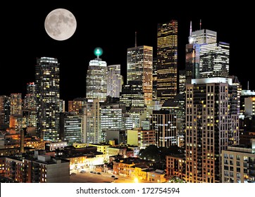 Toronto Center. Night City View. Canada. 