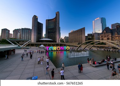 Toronto City Hall And Nathan Phillips Square At Night