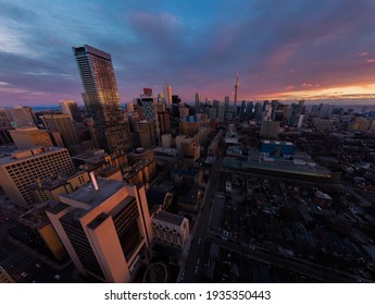 Toronto City Scape Wide Angle Sunset