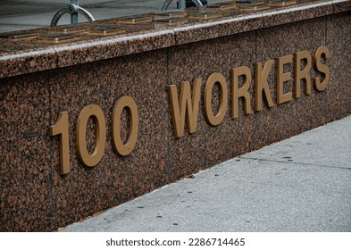 Toronto City. Simcoe Park Workers Monument. Ontario. Canada.