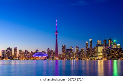 Toronto City Skyline At Night, Canada