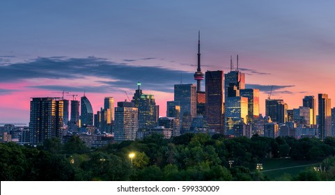 Toronto City At Sunset, Ontario, Canada