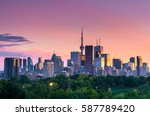 Toronto city view from Riverdale park at night, Ontario, Canada