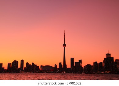 Toronto Cityscape At Night From Central Island