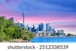 Toronto cityscape and urban skyline, Canada. Long exposure. 