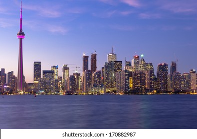 Toronto Downtown Cityscape At Dusk