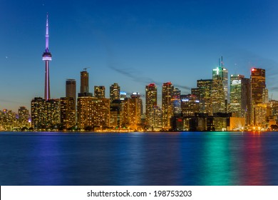 Toronto Downtown Skyline At Night