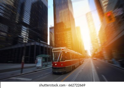 Toronto Downtown Streets On A Sunset