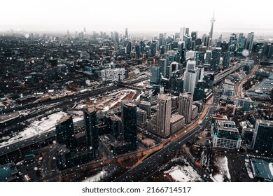 Toronto Downtown In Winter Snowfall