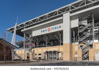 Toronto - February 27, 2021: An Exterior View Of BMO Field In Toronto.