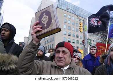 TORONTO - FEBRUARY 4: A Muslim man crying after hearing the names of the victims of the Quebec mosque attack during a rally in front of the US Consulate on February  4, 2017 in Toronto, Canada.