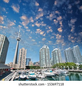 Toronto Harbourfront Centre. Sunset View In Summer Season.