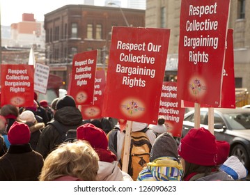 TORONTO - JAN  26 : Elementary teachers protest Bill 115 on January 26 2013  in Toronto,  Canada.