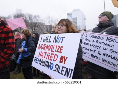 TORONTO - JANUARY 21:An Old Woman With A Sign Explaining Her Reason To Speak Up  During The 