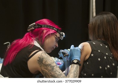 toronto june 19 redhead tattoo artist stock photo edit now 377029909 shutterstock