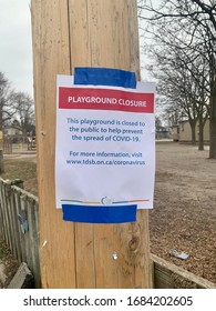 Toronto - March 26, 2020: The Toronto District School Board Shuts Down Playgrounds Due The The Covid-19 Pandemic. 