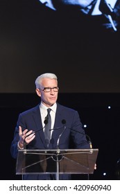 Toronto, May 15, 2016 - CNN journalist and om-air personality, Anderson Cooper speaking in Toronto at the Einstein Gala.