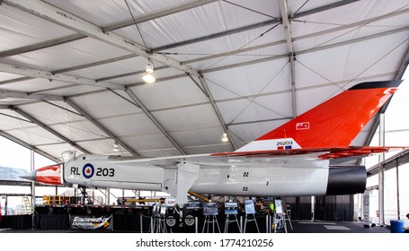 Toronto (Mississauga) Canada, October 3, 2013; A replica of the Canadian Avro Arrow jet fighter airplane on display near Pearson International Airport