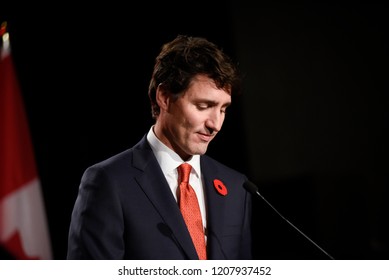 TORONTO - NOVEMBER 2 :Prime Minister Justin Trudeau speaking to a crowd during a fund raising event organized by the Liberal Party of Canada on November 2, 2017 in Toronto, Canada.